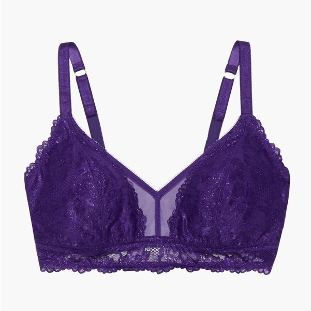 SHIMMER FLORAL LACE AND MESH BRALETTE